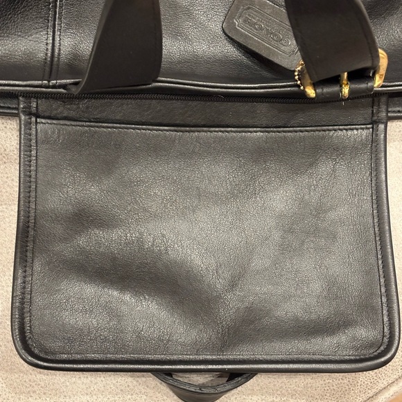 Vintage Coach Black Leather waverly Tote with Brass Accent Hardware - Picture 11 of 11